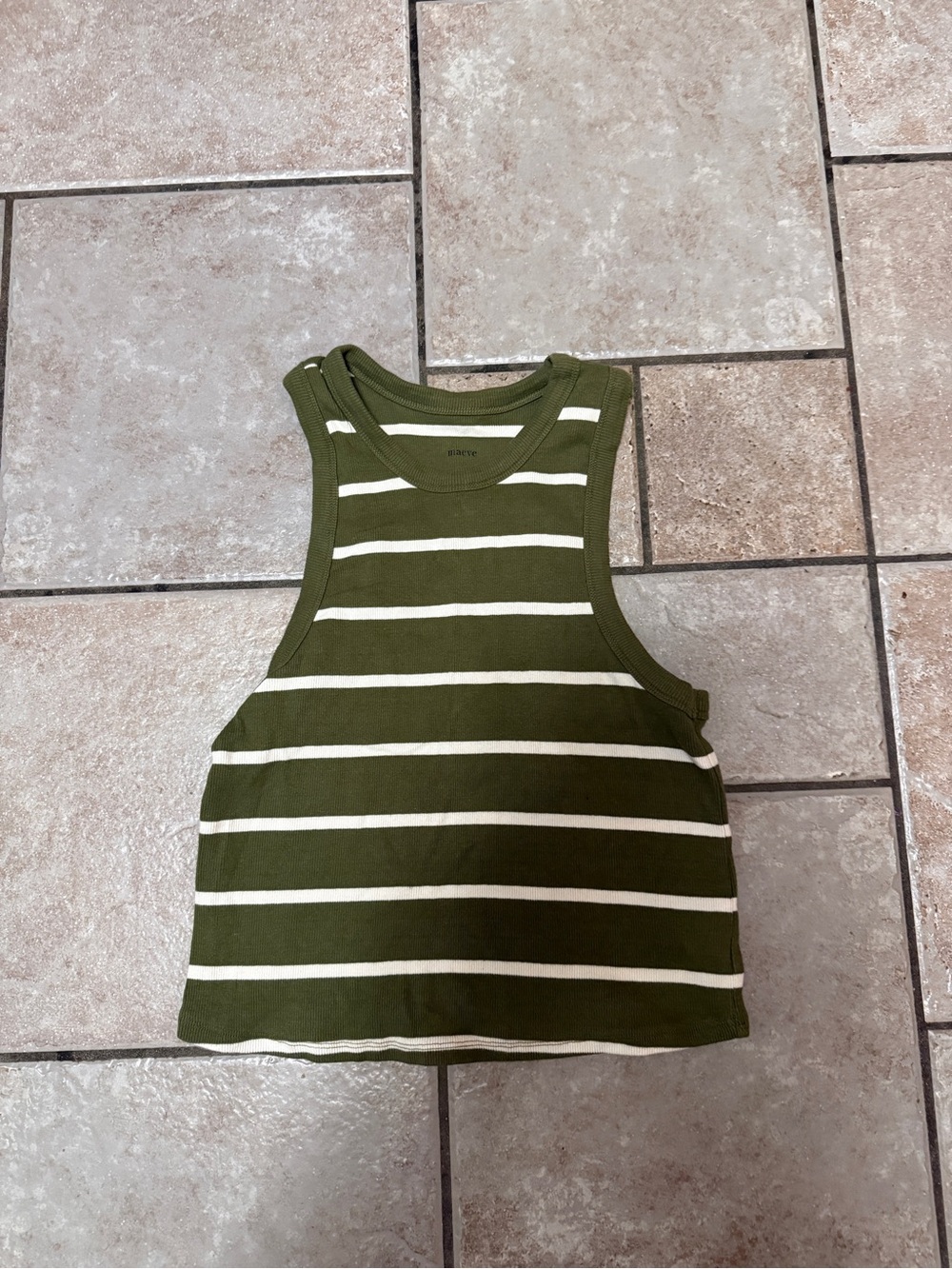 Anthropologie Mauve Brand Olive Stripe Ribbed Tank Top - Women. Womens large.